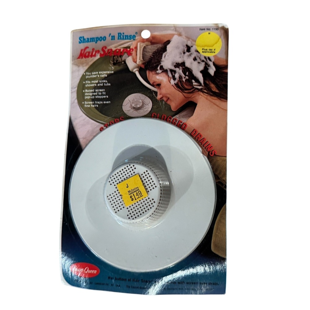 Vintage Faucet-Queen Shampoo n Rinse Hair Snare Drain Cover White Item 1150 NOS